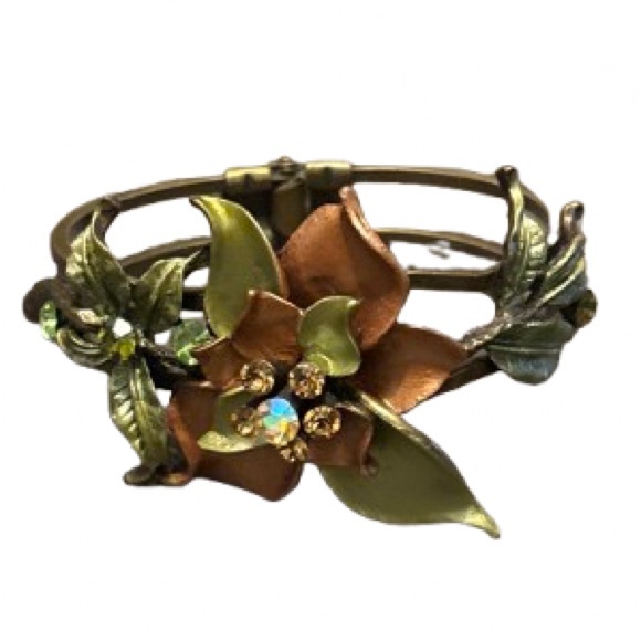 2/$30 Unique Floral Metallic Bracelet with Rhinestones - Picture 7 of 12